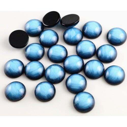 New Fashion 40pcs 12mm Sky Blue Colors Stylish Brushed Style Flat back Resin Cabochons Cameo-V5-08