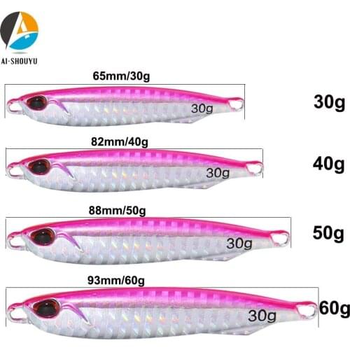 AI-SHOUYU NEW Slow Jig Lead Lure 30g 40g 50g 60g Saltwater Metal Jigs Deep Sea Fishing Lure Cast Wide Shore