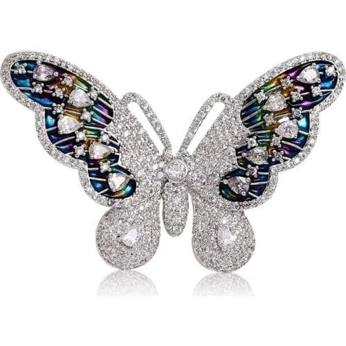 New Korean Style CZ butterfly Pin brooch for female elegant costume scares buckle ornament jewelry accessories