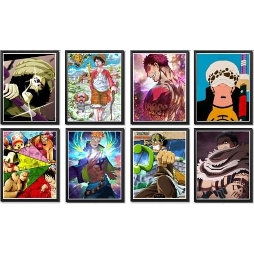 One Piece Katakuri Law Usopp Marco Brook Anime Canvas Art Prints Poster 8 x 10 Inches,No Frame,8 PCS