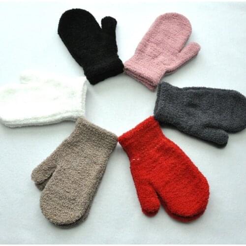 Plush Thick Warm Baby Gloves Winter Plus Velvet Mittens Children Coral Fleece Full Finger Gloves for Up 16 Years Old