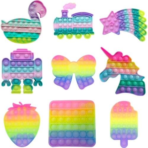 Popet Fidget Reliver Stress Toy Rainbow Push Pop Bubble Sensory Antistress Toy Adult Children Relieve Autism Fіdhеt Тоуѕ Поп Ит
