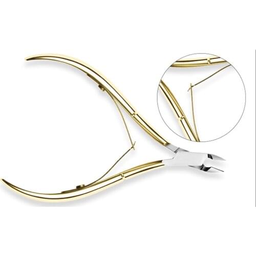 Professional Golden Cuticle Scissor Fingernail Cuticle Nipper Trimming Stainless Steel Nail Clipper Cutter Plier Manicure Tools