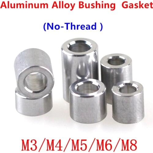 10-20pcs/lot Aluminum Bushing Gasket M3 M4 M5 M6 M8 aluminum flat washer gasket round hollow no thread standoff spacer