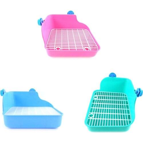 Rectangle Animal Pet Cat Rat Rabbit Pee Potty Trainer Litter Tray Toilet Corner For Small Pet Guinea Pig Toilet Litter box