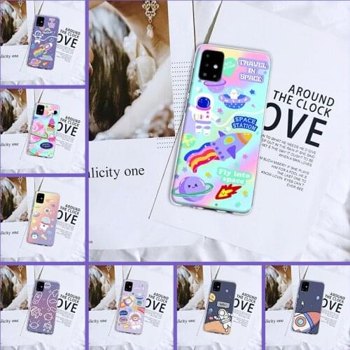 Phone Case Silicone For Samsung Galaxy A10 A20 A30 A40 Cute Space Astronaut Star Soft Back Cover For Samsung A80 A70 A60 A50