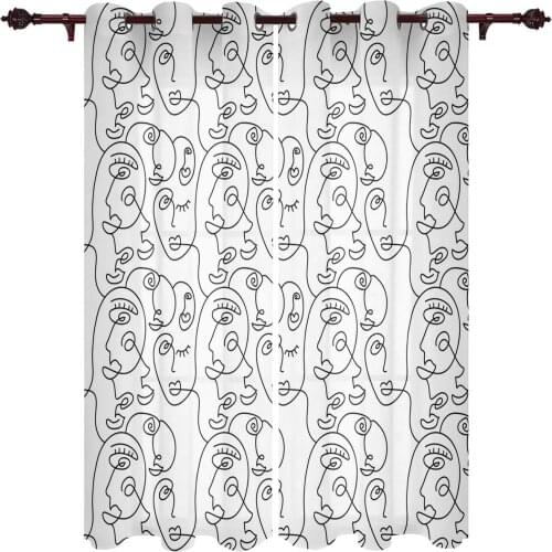 Modern Curtains Lines Abstract Woman Baby Room Bedroom Creative Window Curtains Kitchen Living Room Terrace Valance Curtains