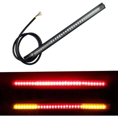 Motorcycle Light Bar Strip Tail Brake Stop Turn Signal License Plate Light Integrated 3528 SMD 48 LED Red Amber Color