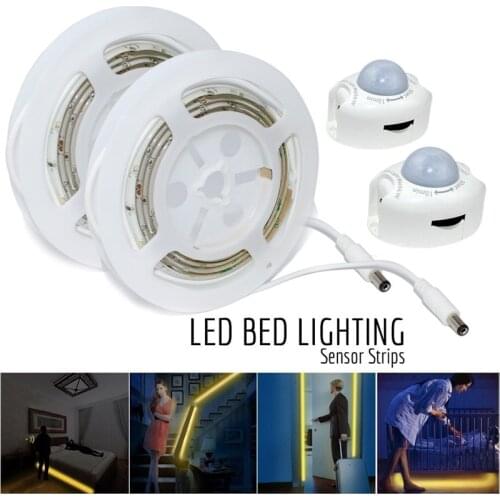DC12V LED Strip Motion Sensor Light Auto ON/OFF Flexible LED Tape 1M 2M 3M 4M 5M SMD2835 Bed light with power supply