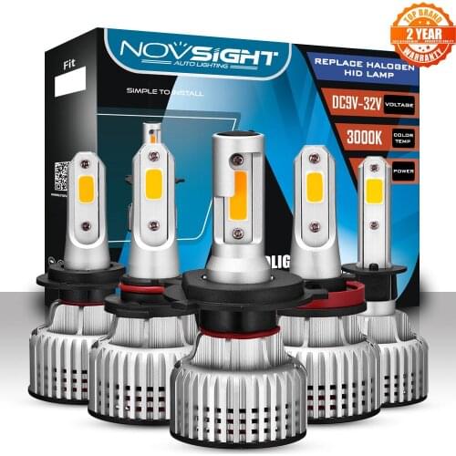 NOVSIGHT 9006 Led Headlight Bulb LED H1 H3 H4 H7 H11 H8 H9 H13 9005 9007 3000K Yellow 10000LM 72W Car Headlamp Fog Light