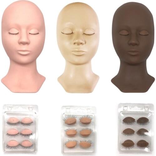 3 Colors Eyelash Training kit Mannequin Head Replacement Eyelids Silicone Lash Mannequin With Eyelid Makeup Model