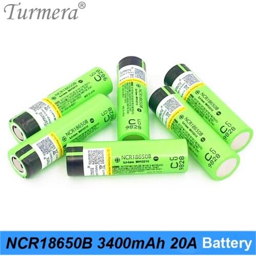 Turmera 100% Original 18650 Battery NCR18650B 3.7V 3400mAh 20A Rechargeable Lithium Battery for Screwdriver Flashlight Battery