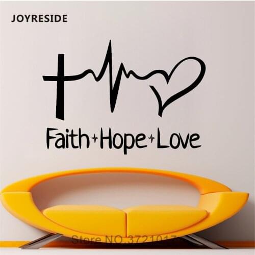 JOYRESIDE Faith Hope Love Sticker Decals Quote Vinyl Family Interior Kids Room Living Room Bedroom Home Design Art Mural A1356