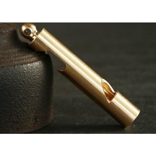 Vintage Brass multi functional whistle bottle opener craft DIY outdoor supplies EDC tool ornament Miniature Keychain Pendant a71