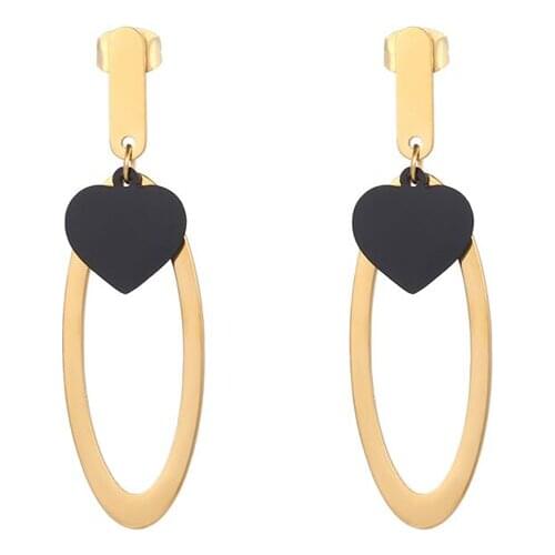New Trend Personalit Oval Hollow Out Heart Dangle Earrings For Women Metallic Charm Drop Earrings Jewelry Accessories