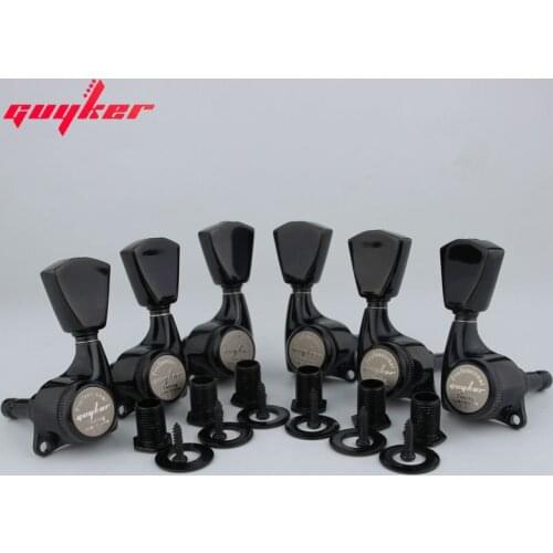 1 Set GUYKER Black tuners Gear ratio 1:21 Lock String Tuners for LP SG Electric Guitars Machine Heads Tuners Trapezium Button