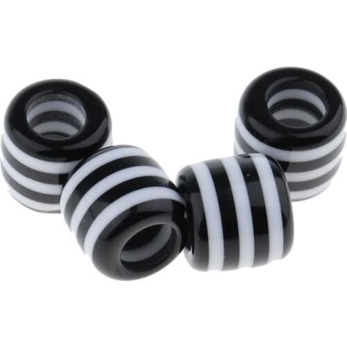10x Stripped Beads Hair Decor Braiding Cuffs Clips Plastic Tubes