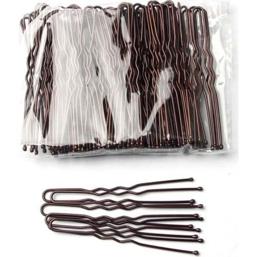 100 PCS/Bag 5cm U Shaped Alloy Hairpins Waved Hair Clips Simple Metal Bobby Pins Barrettes Bridal Hairstyle Tools Accessories