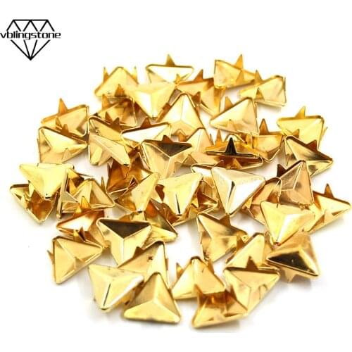100pcs High Quality 12/16MM Rivets Metal Studs Gold Three Claws Rivet Studs For Leather Spikes For Shoes Clothes Bracelet