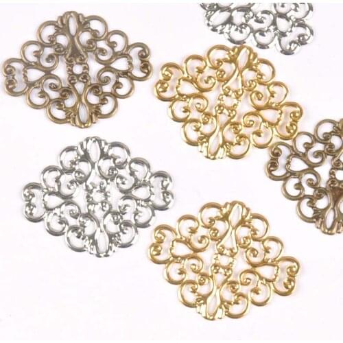 20Pcs gold silver and Bronze Filigree Flower Wraps Connectors Metal Crafts Decoration DIY Findings Connectors 37x30mm YKL0749
