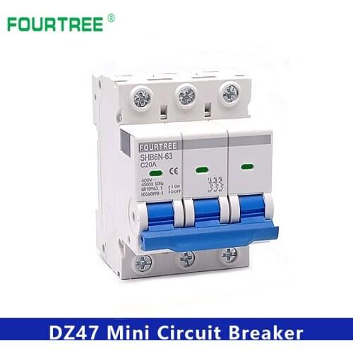 3 Pole Din Rail Mini Circuit Breaker Household Air Switch Distribution Box Mechanical Equipment Motor Protection Laser Printing