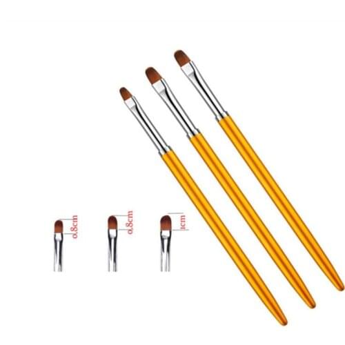 3pcs Nail Art Metal Handle Acrylic UV Gel Extension Builder Petal Flower Painting Drawing Brush Manicure Tools