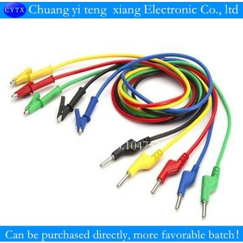 5pcs/lotcable 4MM 1meters Overall copper high voltage silicone wire banana plug socket wire instrumentation cable length