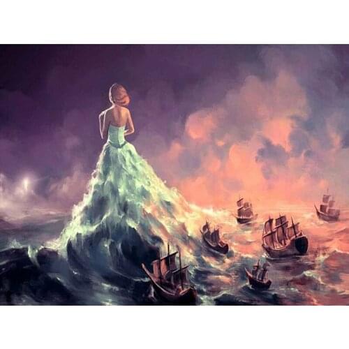 5D Diy Diamond Painting Cross Stitch Landscape Princess Boat Full Rhinestones Mosaic Inlay Diamond Embroidery Handcraft