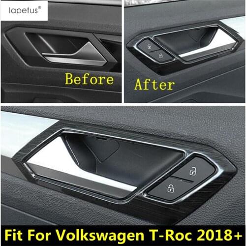 Lapetus Accessories Fit For Volkswagen T-Roc T Roc 2018 - 2021 Inner Door Pull Doorknob Handle Hand-clasping Bowl Cover Kit Trim