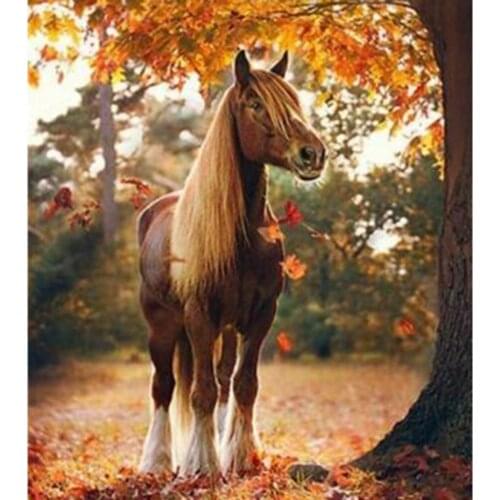 5D DIY Diamond Painting Animal Painting Horse Under Tree Picture Cross Stitch Square Round Diamond Embroidery Decoration WG2857