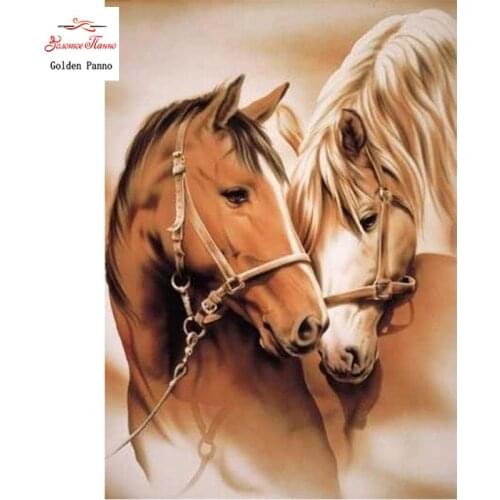 GOLDEN PANNO Diamond Painting Full Square 5D Diy Daimond Embroidery Diamant Mosaic Sale rhinestones pictures Two horses 03