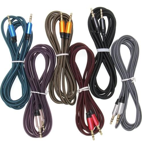 1.8m Jack Aux Cable 3.5 mm to 3.5mm Audio Cable Male to Male Kabel Gold Plug Car Aux Cord for iphone Samsung xiaomi 100pcs/lot