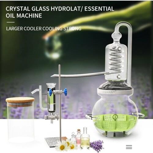 HOOLOO Household Hydrolat Essential Oil Glass Distiller Mini Distilling Heating Equipment Brewing Distillation Machine