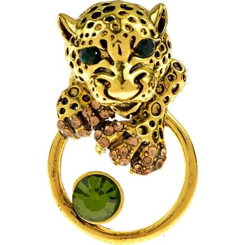 CINDY XIANG New Fashion Rhinestone Leopard Head Brooches For Men And Women Crystal Cute Animal Tiger Brooch Pins 2-color Jewelry