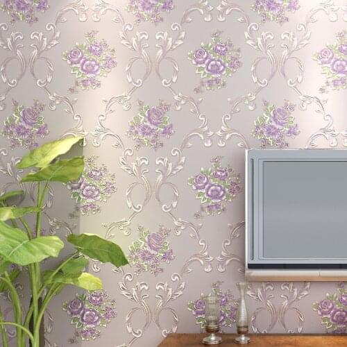 Flower Non-woven wallpapers self adhesive European style wallpaper 3d Vinyl wall paper roll home decoration living room bedroom