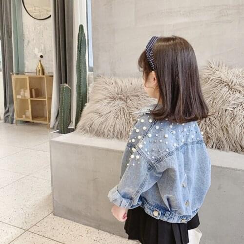 Spring Autumn Girls Denim Jacket 2021 New Fall Fashion Beaded jean jacket girls coats outerwear jackets for girls 2-7Y