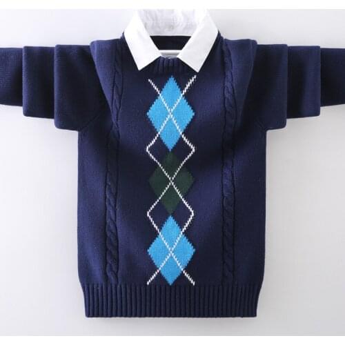 Childrens Pullover Sweater Autumn Winter Fashion Kids Knitted Warm Sweaters Cotton For Teen Boys 110-160 CM Wear(No Pilling