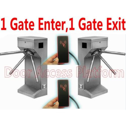 1 Gate Enter+1 Gate Exit RFID Tripod Turnstie Access Controller+Off-line ID Turnstile gate, Pedestrian passageway security gate