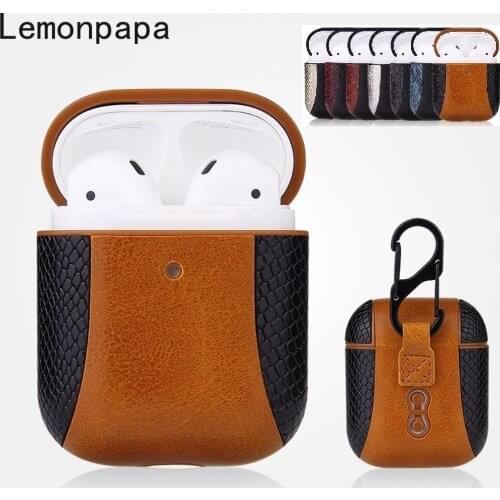 Retro Sexy Snake Skin Earphone Case for AirPods Pro Bluetooth Wireless Earphone Leather Case for AirPods 2 Funda Airpods Cases