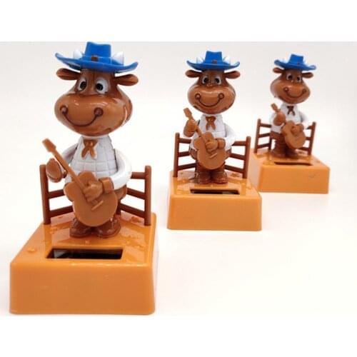 Solar Powered Swinging Lovely Playing Guitar Calf Car Dashboard Ornament animal Girl Car-styling Car Accessories Solar Power Toy