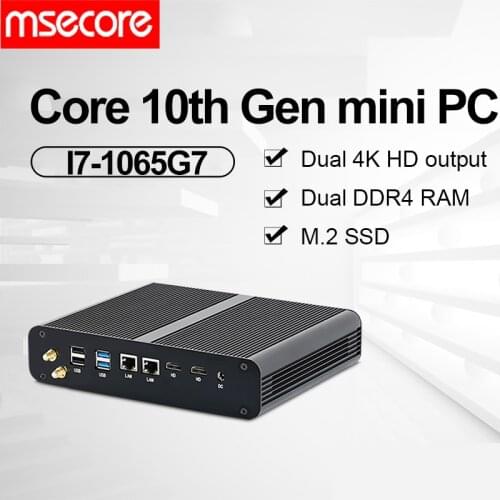 MSECORE Intel Core I7-1065G7 Quad Core Gaming Mini PC Windows 10 Linux Office Computer Desktop Computer Micro PC HTPC HDMI 4K
