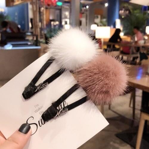 Fashion Handmade Autumn Winter Hairpins Korean Cute Faux Mink Fur BB Clip Temperament Adult Women Hair Pin Accessories for Girls