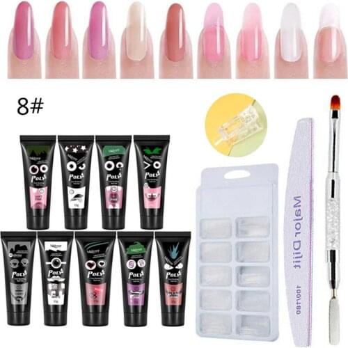 Nail Builder Enhancement Kit Nail Extension Set (12 Extension Glue,100 Nail Tip,Clip,Nail File Strip,Therapy Pen)