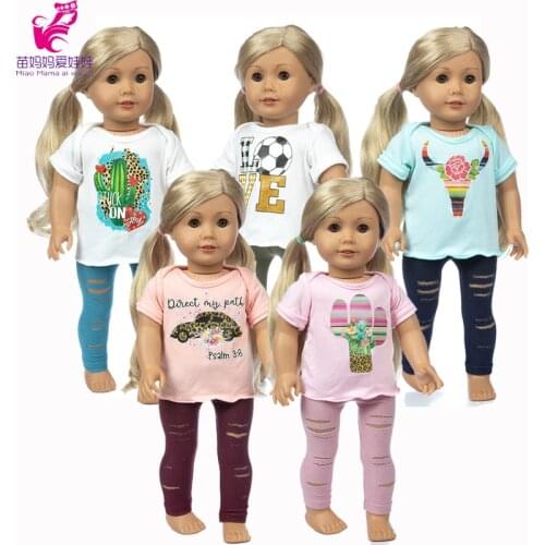 18 Inch AG OG Girl Doll Clothes T-shirt denim Trousers 43cm Baby Doll Outwear jeans Pants
