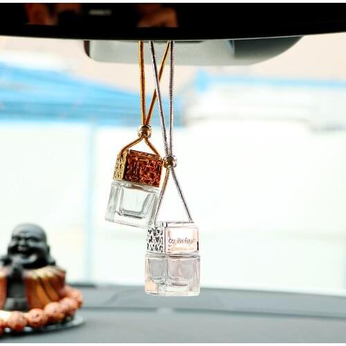 Rearview Mirror Ornament Fragrance Car Hanging Perfume For Essential Oils Diffuser Air Freshener Car-styling Empty Glass Bottle