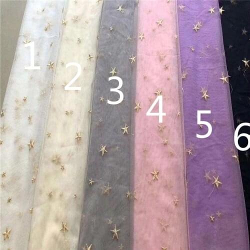 Mesh Bottom Stars Multi-Color Embroidery Lining Womens Childrens Clothing Skirt Wedding Dress Embroidery Fabrics