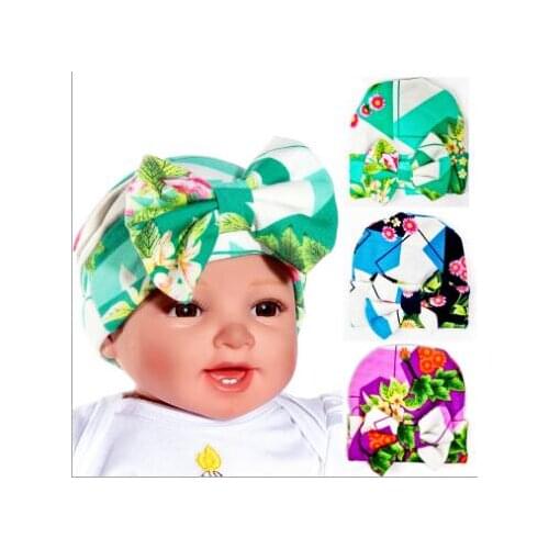 Unisex Hat beanie with big bow girls and boys Floral Hospital Hat accessories free size 0-3 months