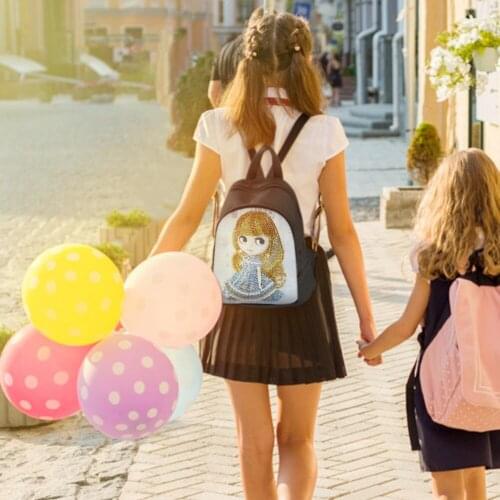 DIY Cartoon Doll Diamond Painting Students Backpack Children School Bags Chain Shoulder Bag Clutch Storage Bag