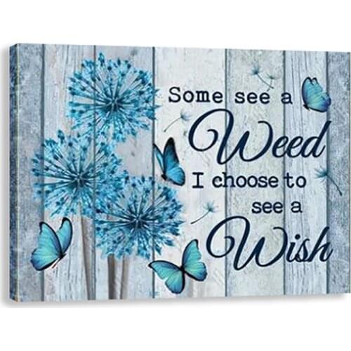 Blue Dandelion Canvas Room Posters Print Vintage Rustic Landscape Butterfly Painting Printing Home Decor For Living Room Bedroom