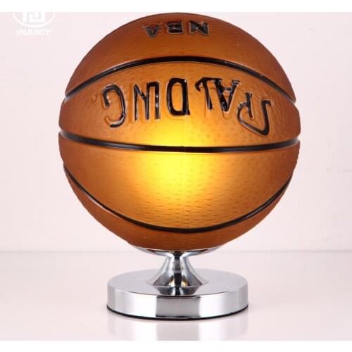 Modern Creative Soccer Fans LED Table Lamp Football Basketball Glass Desk Light Childrens Study Bedroom Bedside Decor Desk Lamp